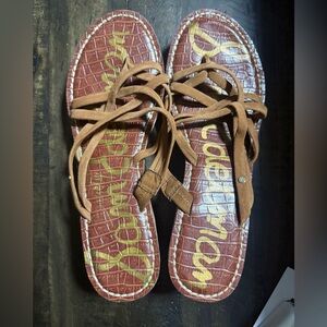 Sam Edelman Women's Size 10 Reana Brown Leather Wedge Sandals